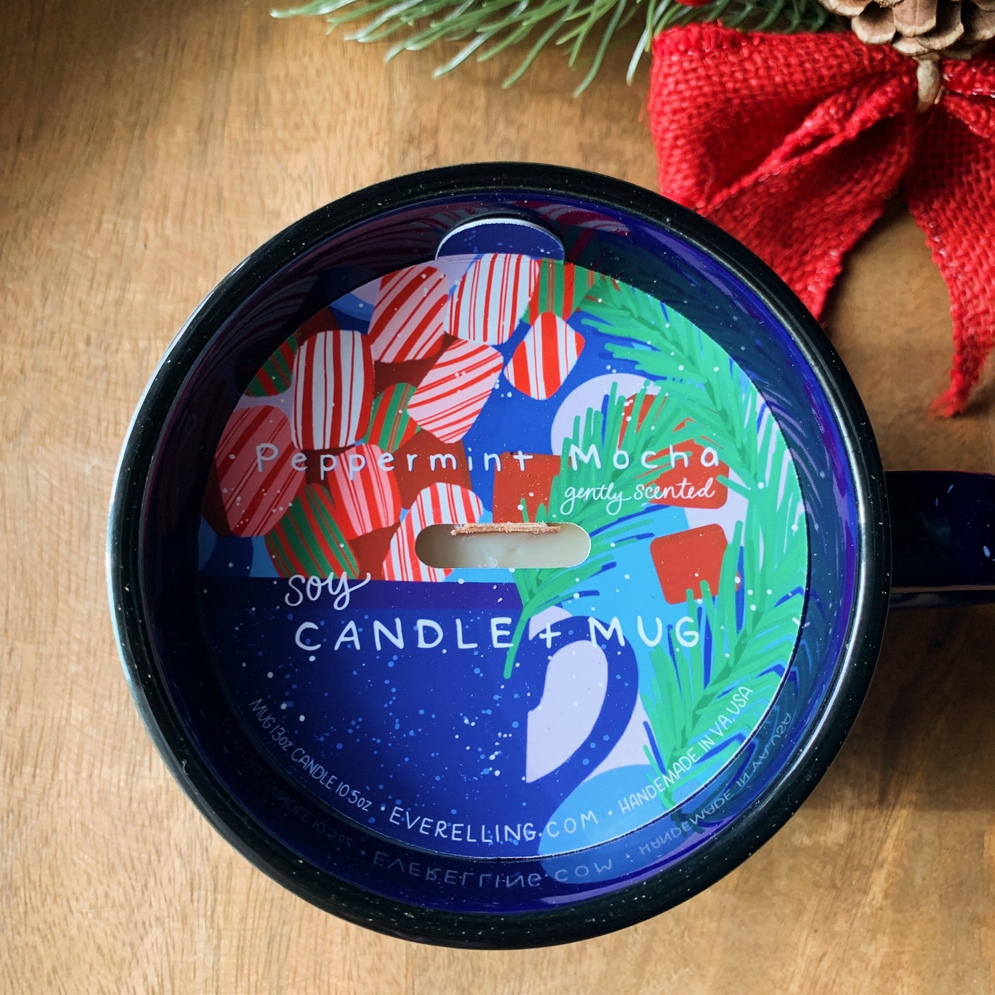 Candle In A Mug - Peppermint Mocha Scented