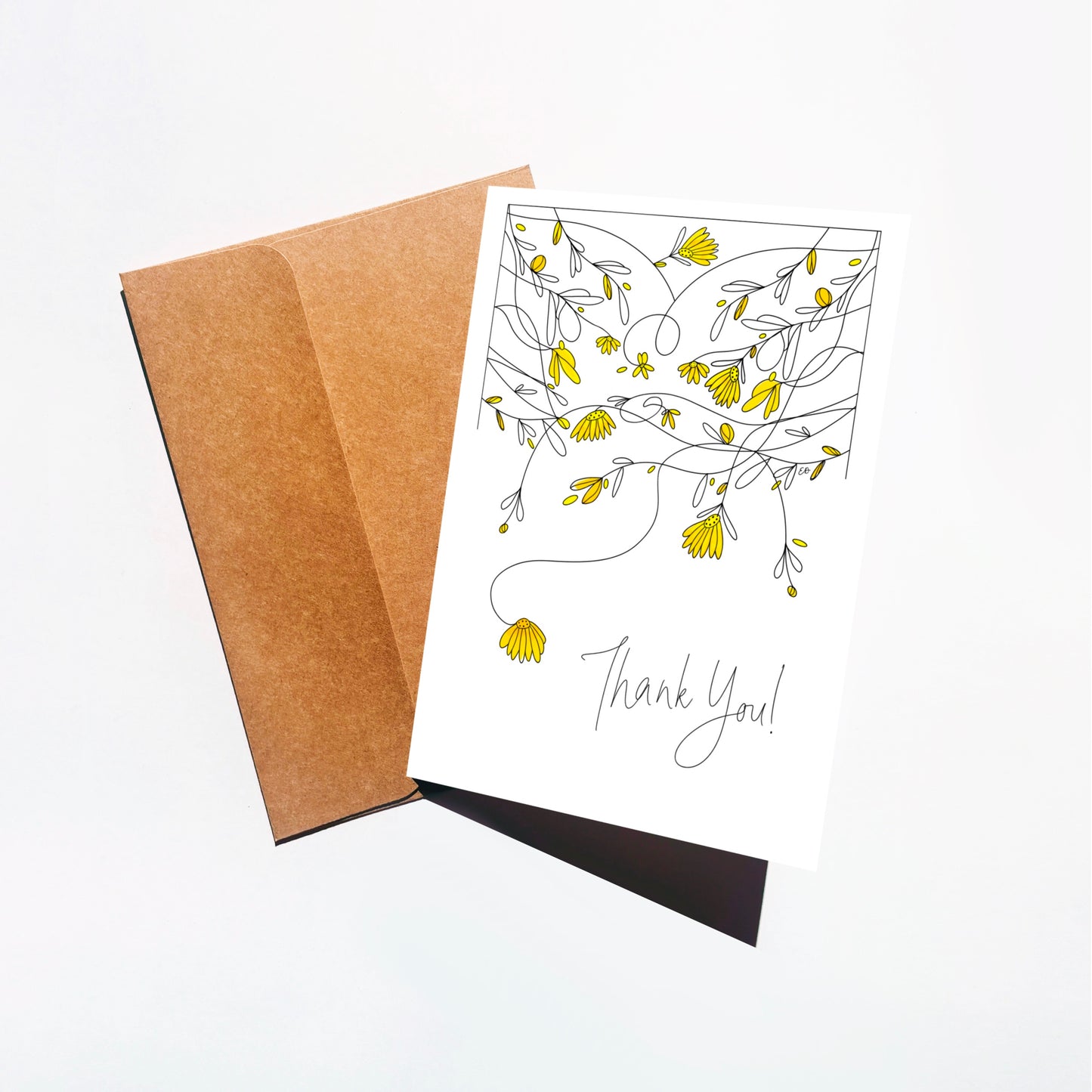 Yellow Floral Thank You Card