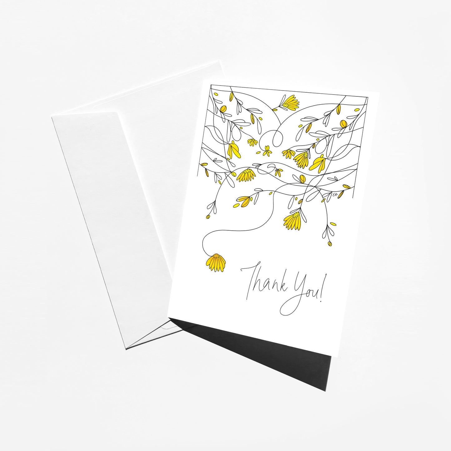 Yellow Floral Thank You Card