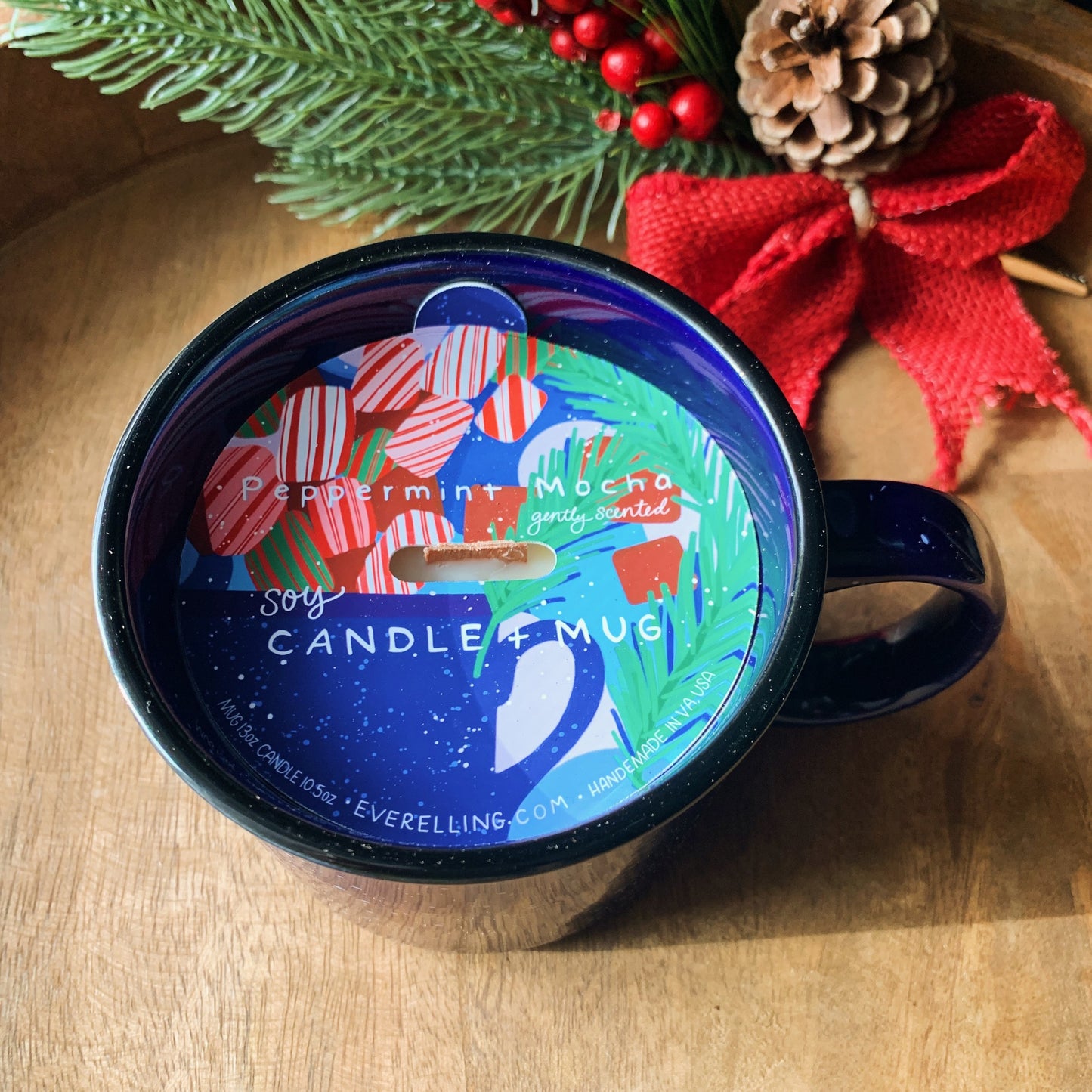 Candle In A Mug - Peppermint Mocha Scented