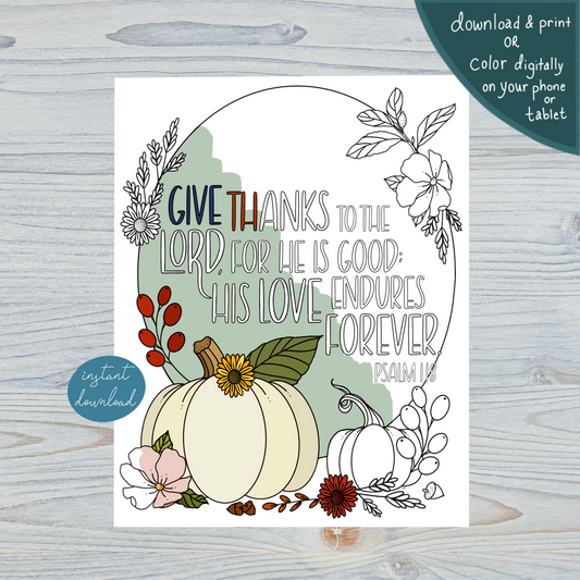 Give Thanks - Printable Coloring Page